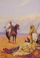 Giulio Rosati - A Horseman Stopping At a Bedouin Camp